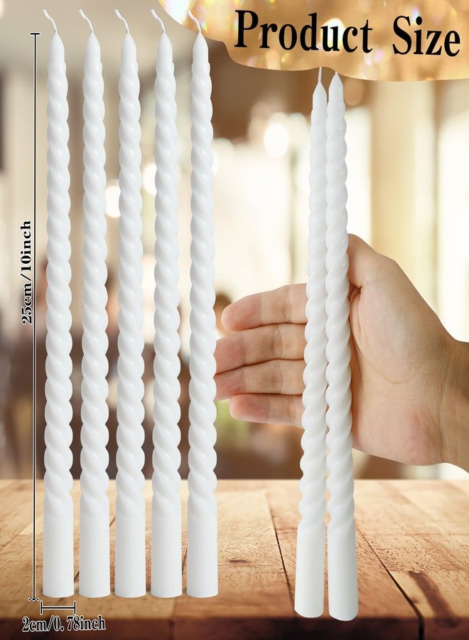Cptoion Spiral Taper Candles,10 Inch Twisted Taper Candles,Unscented Dripless Twisted Candlesticks, White Spiral Taper Candle for Home Decoration,Dinner Party Wedding Holiday (24 Pcs) - Image 2